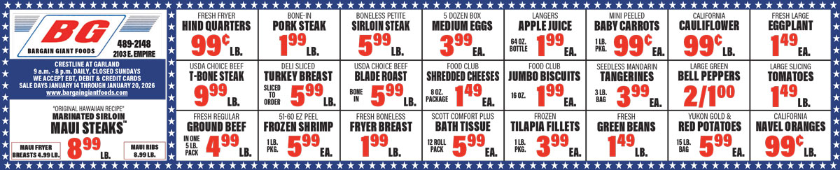 Bargain Giant Foods Weekly Specials