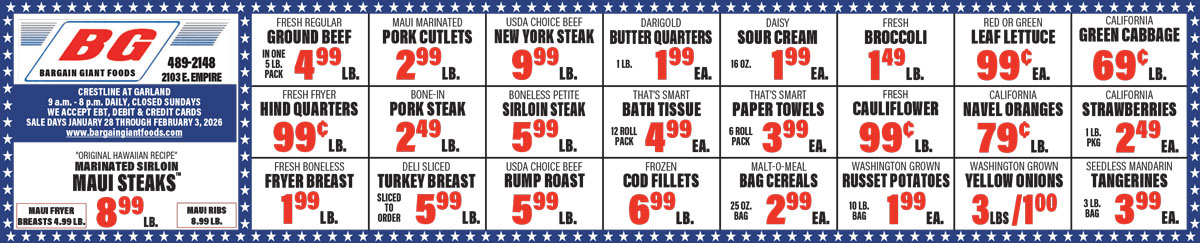 Bargain Giant Foods Weekly Specials