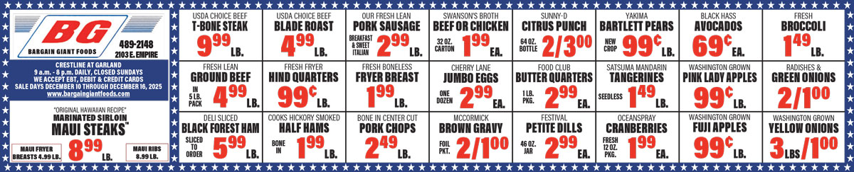 Bargain Giant Foods Weekly Specials