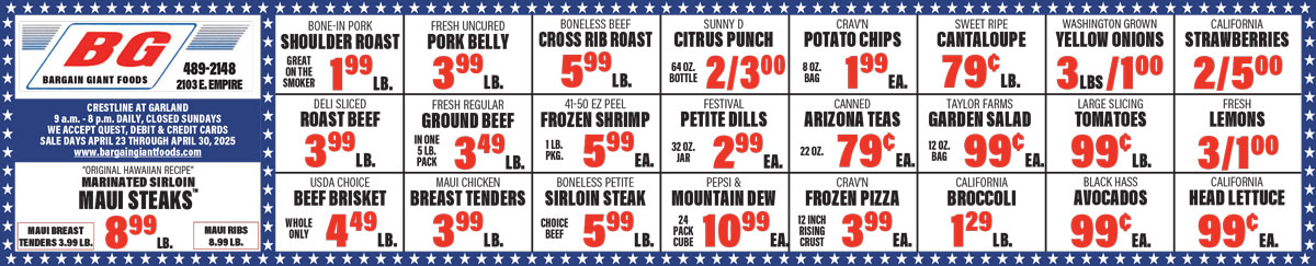 Bargain Giant Foods Weekly Specials