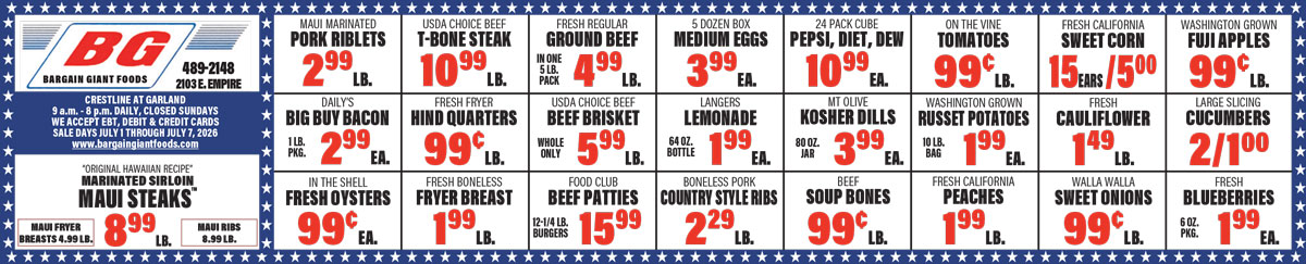 Bargain Giant Foods Weekly Specials