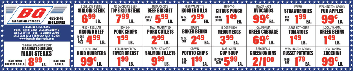 Bargain Giant Foods Weekly Specials